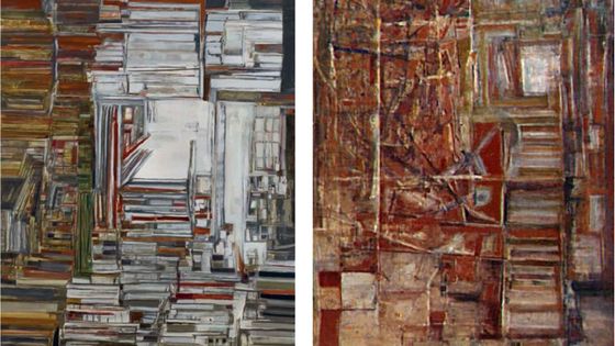 A gauche, "L'issue lumineuse" ; à droite, "La voie de la sagesse". Maria Helena Vieira da Silva (1908-1992) est une artiste peintre portugaise appartenant à l'École de Paris.