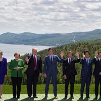 Photo de famille des dirigeants au sommet du G7 au Cananda, 2018
