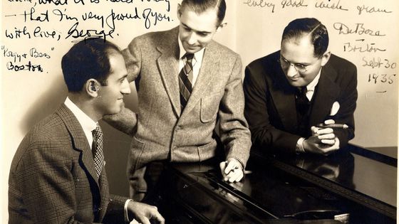 George Gershwin, DuBose Heyward, & Ira Gershwin, Boston, September 30, 1935 - Vandamm Studio, NY. Photo courtesy of the Ira & Leonore Gershwin Trusts