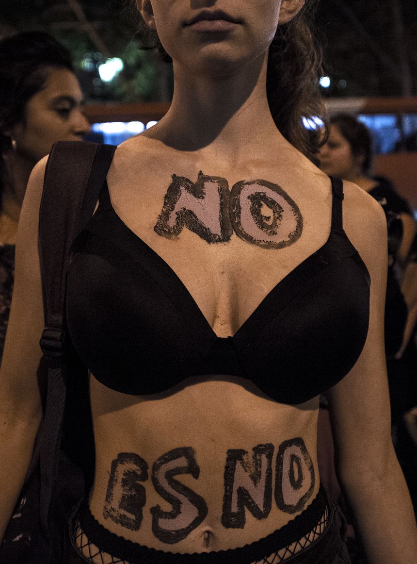 Manifestation contre les violences faites aux femmes en mai 2018 à Santiago.