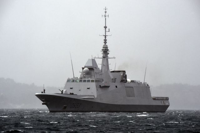 Langueodc, l''une des trois frégates FREMM utilisée par l'armée française lors des frappes en Syrie.