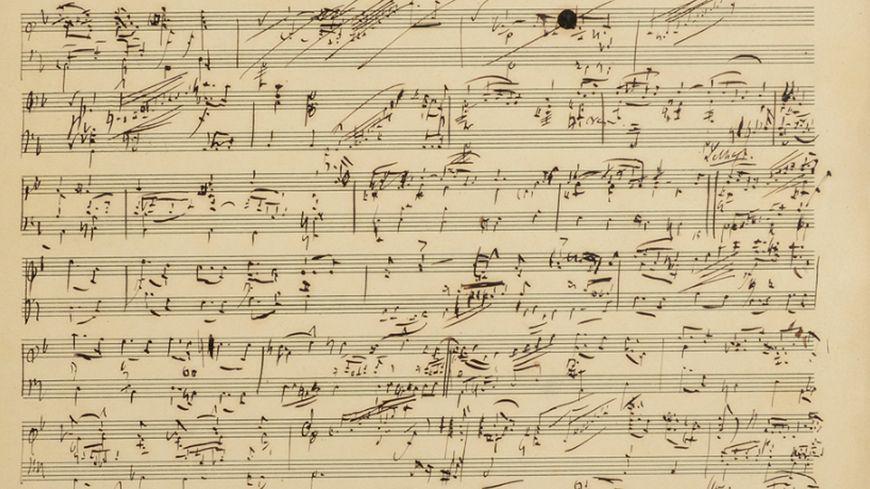 Extrait de la partition manuscrite des Scènes de Faust de Robert Schumann. L'autographe a réalisé la plus belle vente des encères Aristophil, avec un prix de 650 000 euros