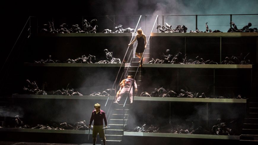 Andreas Schager (Parsifal), Evgeny Nikitin (Klingsor) et Anja Kampe (Kundry)
