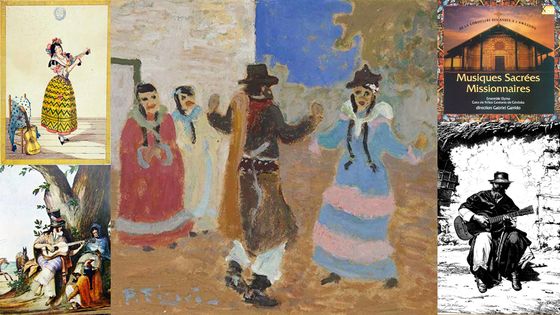 Interprète de tonadilla (Bibliothèque Nac. Madrid) / Cielito que si / El Sombrerito, peinture de Pedro Figari (détail) / CD Ensemble Elyma (K617) / Gaucho payador-troubadour