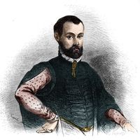 Portrait de Niccolo di Bernardo dei Machiavelli (Nicolas Machiavel, 1469-1527), homme politique et philosophe italien. Gravure de 1867-1868.