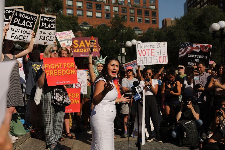 Une manifestation à New-York pour défendre les droits des femmes après le choix d'un candidat très conservateur pour le poste de juge à la Cour suprême. 10/07/2018