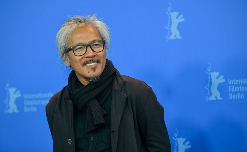 Lav Diaz présentant son film "La saison du diable" en compétition à la 68ème édition de la Berlinale, en février 2018