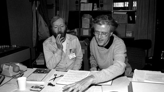 Scott Ross à Radio France avec Alain de Chambure en mai 1987 ©Radio France - Roger Picard
