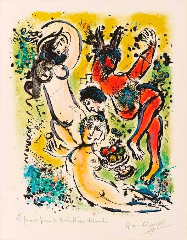 Marc Chagall (1887- 1985) Extrait de Sur la Terre des dieux, 1967 Lithographie, H.44 x L. 35 cm Paris,