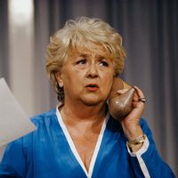 L'actrice Jacqueline Maillan dans la pièce "J'ai deux mots à vous dire".