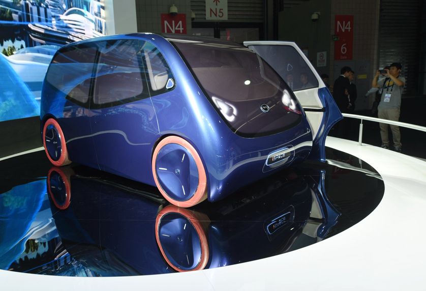 Un concept de voiture autonome présentée lors du Consumer Electronics Show 2018 à Shanghai