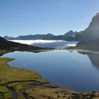 Lac du Pic du midi d'Ossau dans les Pyrénées françaises.