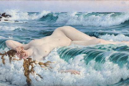 Adolf HIRÉMY-HIRSCHL, Aphroditevers 1893Huile sur toile110,7 x 275,6 cmGalerie Tibermont, Paris Adolf HIRÉMY-HIRSCHL, Aphroditevers 1893Huile sur toile110,7 x 275,6 cmGalerie Tibermont, Paris