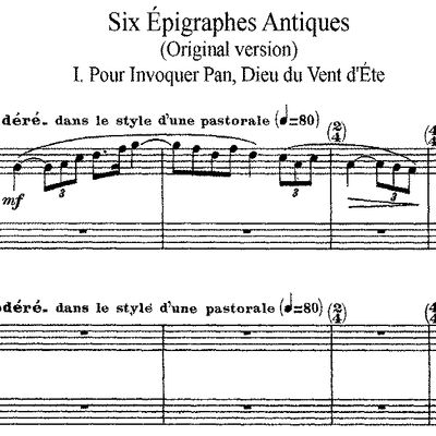 Claude Debussy : Six Épigraphes antiques (1914-15 ) - Éditeur Durand & Cie (1915)