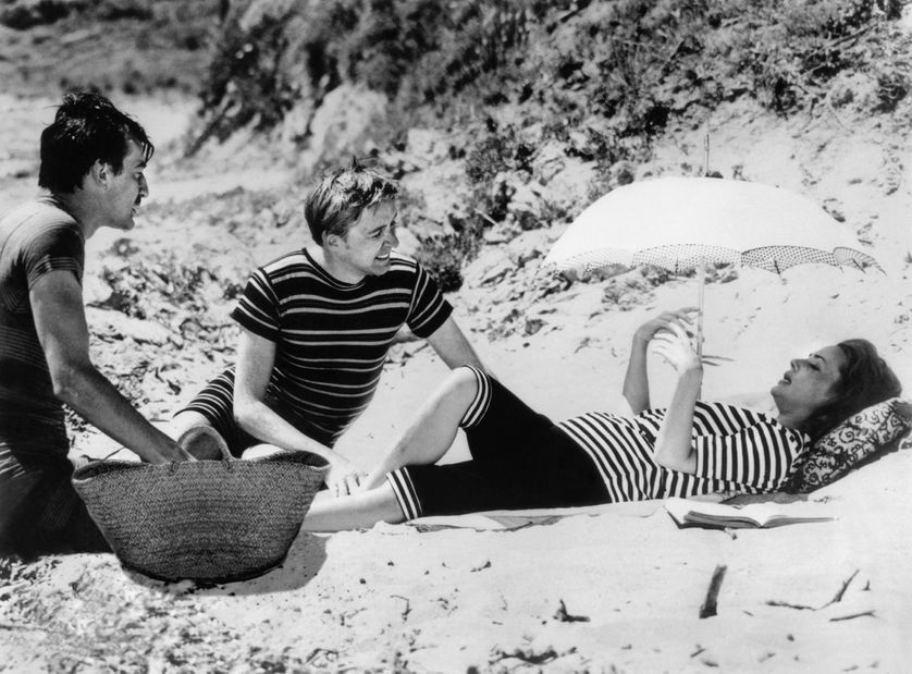 Henri Serre, Oskar Werner et Jeanne Moreau dans le film "Jules et Jim" de François Truffaut