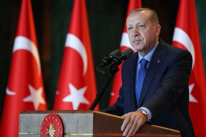 Erdogan lors d'une conférence à Ankara le 13 août 2018 Erdogan lors d'une conférence à Ankara le 13 août 2018