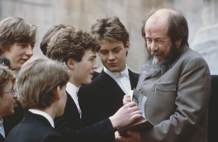 Alexandre Soljenitsyne lors d'une visite au Eton College en mai 1983