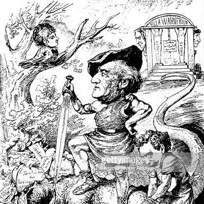 Cartoon depicting Wilhelm Richard Wagner (1813-1883) a German composer. Dated 19th Century