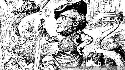 Cartoon depicting Wilhelm Richard Wagner (1813-1883) a German composer. Dated 19th Century ©Getty - Universal History Archive