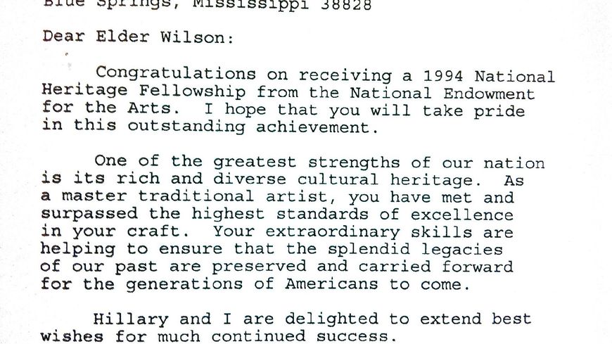 La lettre adressée à Roma Wilson par le président Bill Clinton