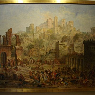 Tableau d'Auguste Migette (1802-1884), Massacre de Juifs à Metz pendant la Première croisade. Conservé aux Musées de la Cour d'or