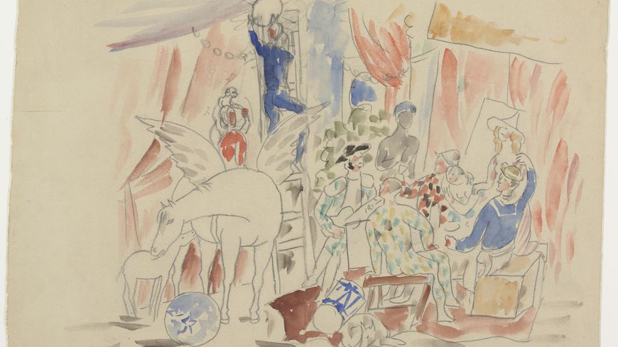 Pablo Picasso, Projet pour le rideau de scène du ballet Parade (Musée national Picasso-Paris)