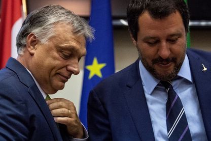 Matteo Salvini et Viktor Orban lors d'une conférence de presse à Milan en août 2018 Matteo Salvini et Viktor Orban lors d'une conférence de presse à Milan en août 2018