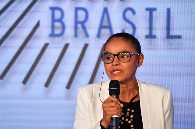 Marina Silva, candidate à la présidence brésilienne pour le parti REDE, s'exprime lors d'un forum technologique à Sao Paulo, le 7 août 2018.
