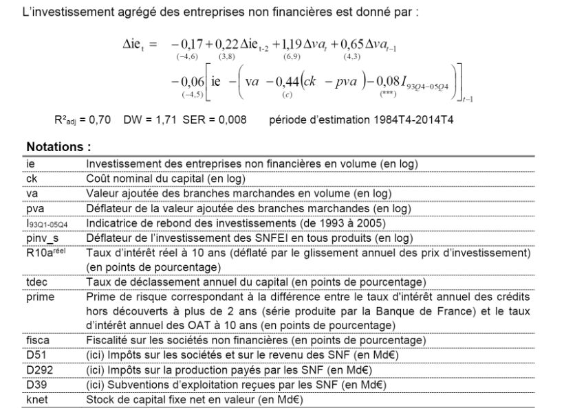 Extrait d'un document de la DG Trésor sur Mésange.