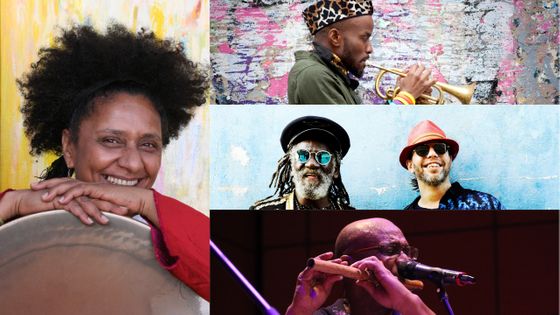 Nawal ©S. Tawam; Jowee Omicil ©Renaud Montfourny; Winston McAnuff et Fixi ©Bernard Benant; Dédé Saint-Prix. DR