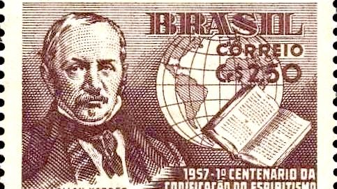 Timbre brésilien (1957) à l'éfigie d'Allan Kardec - Wikimedia Commons