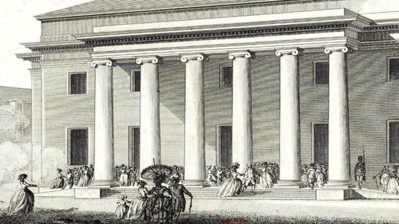 Vue perspective de la salle de spectacle de Besançon, fin du XVIIIème - Archive Municipale de Besançon