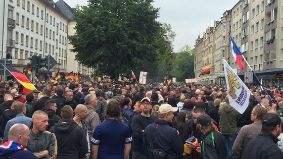 Rassemblement de l'AFD (Alternative pour l'Allemagne) à Chemnitz (Saxe) le samedi 1er septembre 2018 ©Radio France - Ludovic Piedtenu