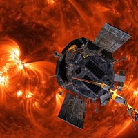Illustration de la sonde Parker Solar Probe à l'approche du Soleil