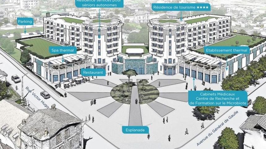 Vue aérienne de la maquette du resort thermal de Châtel-Guyon