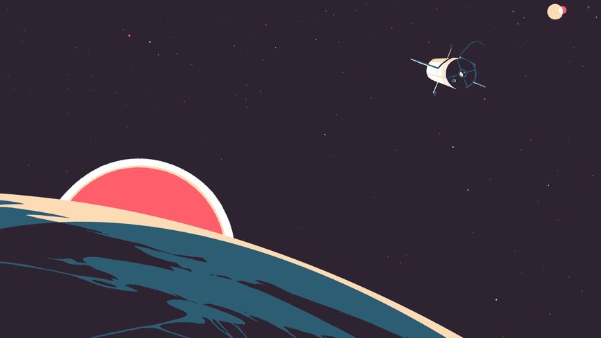 Space Hubble launching, illustration extraite du livre "A Travers"