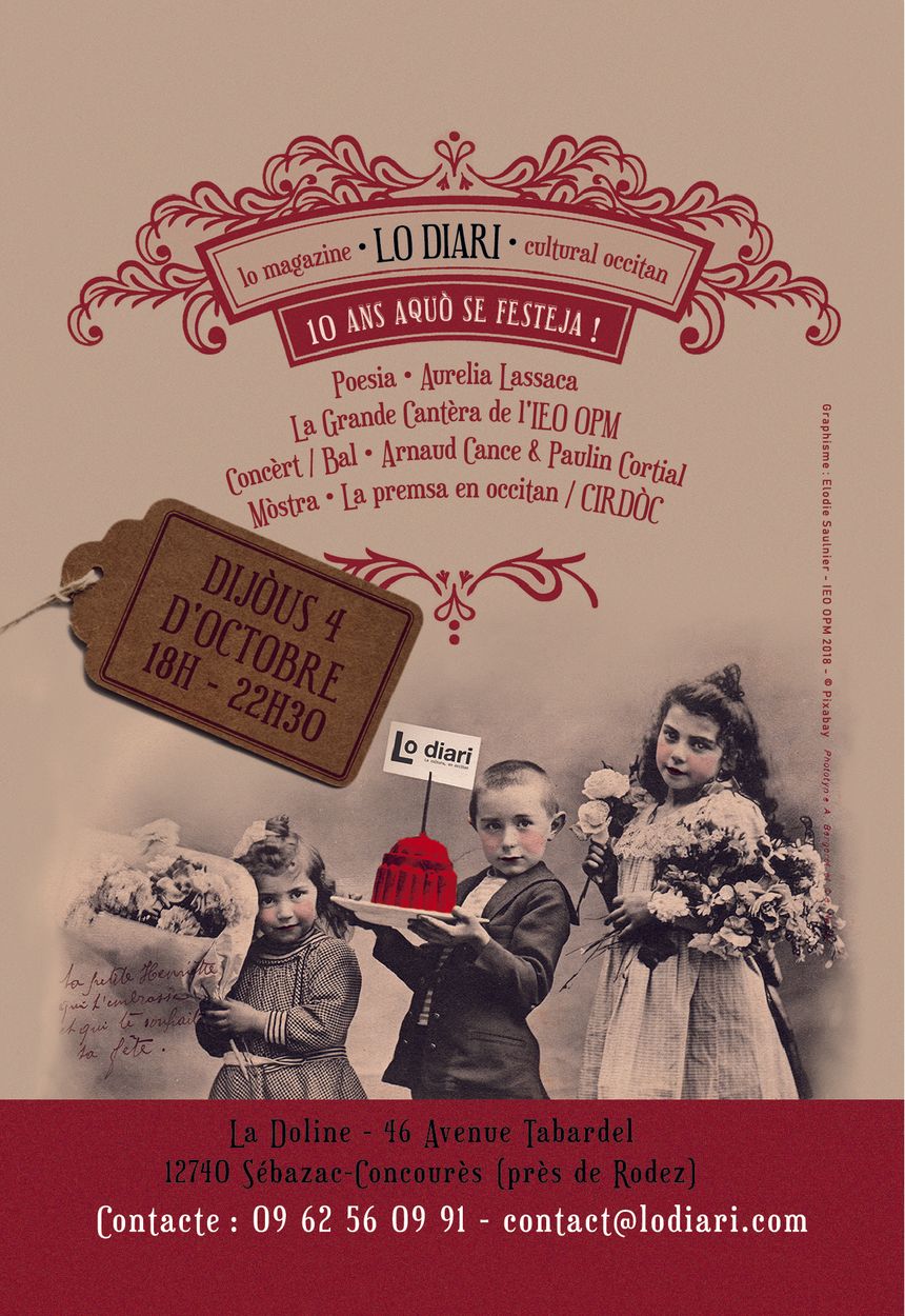 Affiche des 10 ans du Diari pour l'événement du jeudi 4 octobre à Sébazac-Concourès (12)