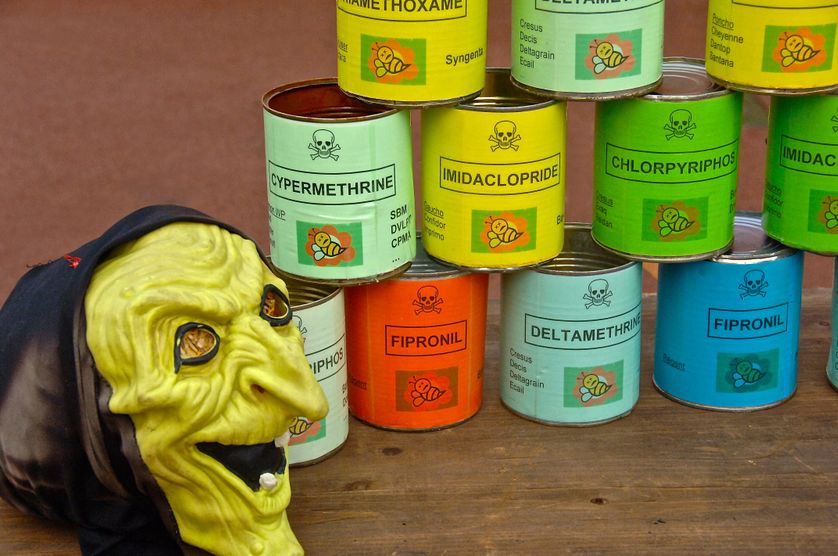 À Villeneuve d'Ascq, action contre les pesticides et les OGM.