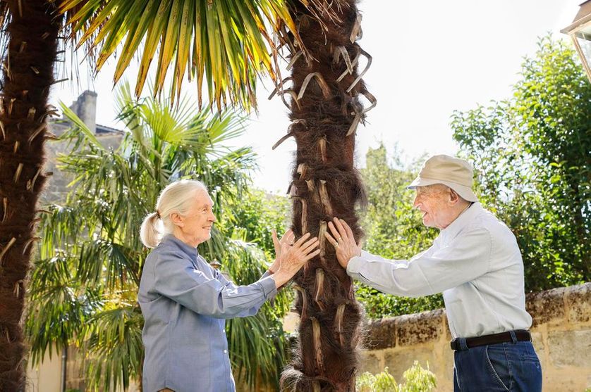 Jane Goodall et Edgar Morin dimanche au festival Climax, à Bordeaux. Avec l'aimable autorisation de Libération