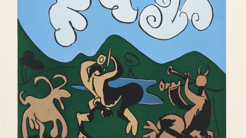 Pablo Picasso, Faunes et chèvres, 1959 linogravure en couleurs BnF, Estampes et photographie