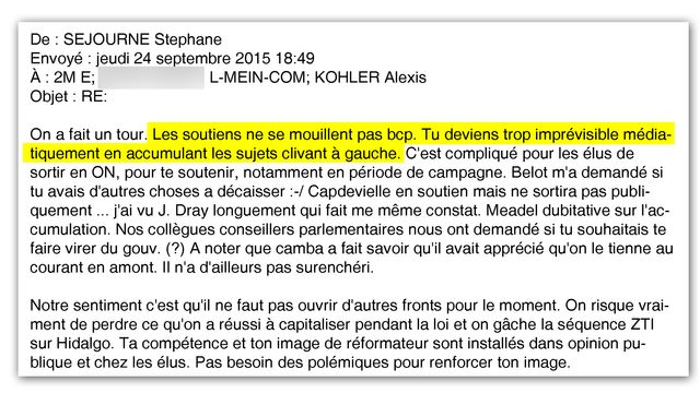 "Tu deviens trop imprévisible" - Mail de Stéphane Séjourné envoyé à Emmanuel Macron en septembre 2015