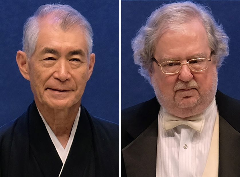 Tasuku Honjo (à gauche) et James P. Allison, les deux lauréats du Nobel de médecine 2018