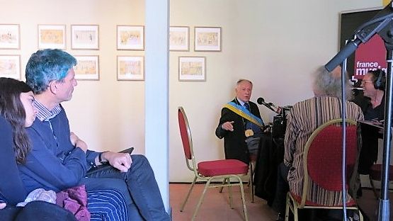 France Musique en direct du musée de Montmartre... avec Dominique Paulin et sa fille, Jean-Claude Gouvernon, Bernard Ascal & le producteur Benoît duteurtre (g. à d.)