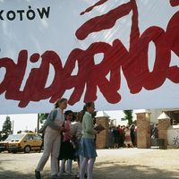 Banderole électorale au nom de Solidarnosc en 1989