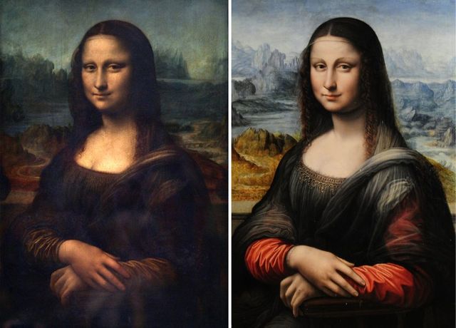 Ce montage réalisé en 2012 montre la Joconde de De Vinci à gauche et celle réalisée par son élève et exposée au Musée du Prado en Espagne