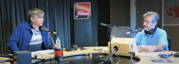 France Musique, studio 131... Le compositeur Eric Tanguy & le producteur Arnaud Merlin (g. à d.)