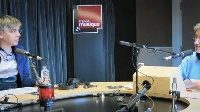 France Musique, studio 131... Le compositeur Eric Tanguy & le producteur Arnaud Merlin (g. à d.)