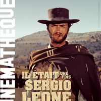Affiche de l’exposition "Il était une fois Sergio Leone" - photogramme du film "Le Bon, la Brute et le Truand", 1966