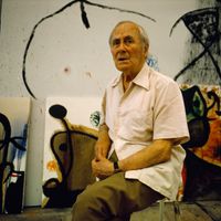 Joan Miro chez lui à Palma de Majorque le 5 mai 1976.