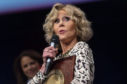 L'actrice américaine Jane Fonda, recevant le Prix Lumière, lors de la 10ème édition du Festival Lumière à Lyon, le 19 octobre 2018. L'actrice américaine Jane Fonda, recevant le Prix Lumière, lors de la 10ème édition du Festival Lumière à Lyon, le 19 octobre 2018.